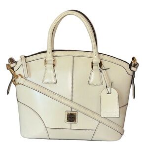 Dooney & Bourke Cream Leather Satchel with Gold Hardware